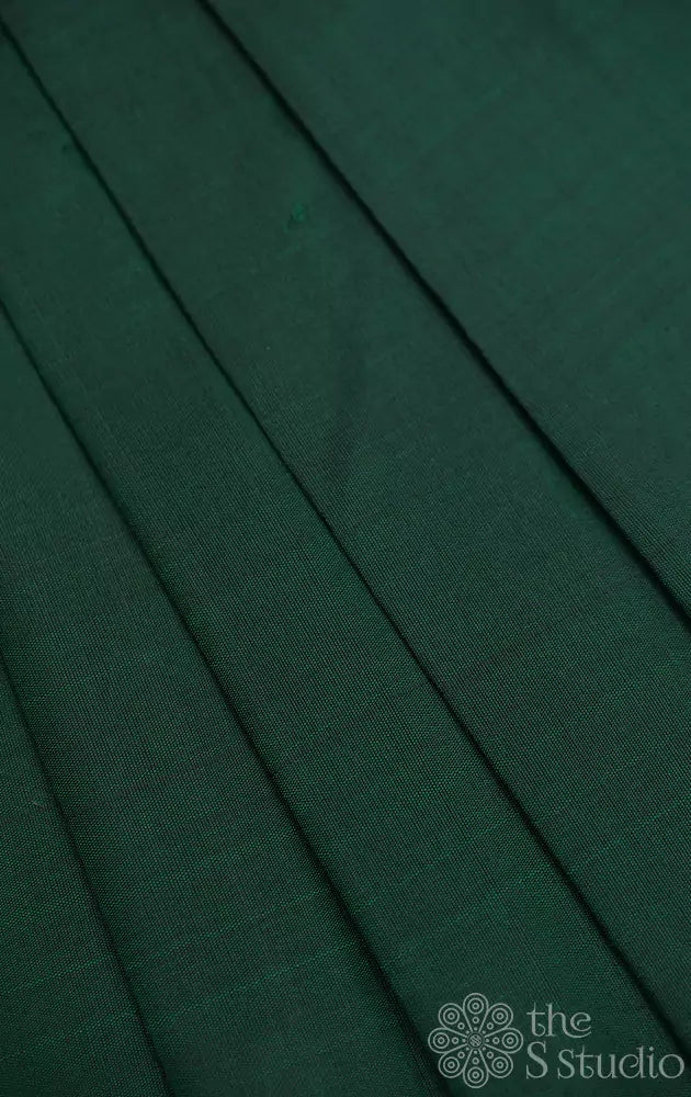 Bottle Green Plain Kanchi Silk  Fabric
