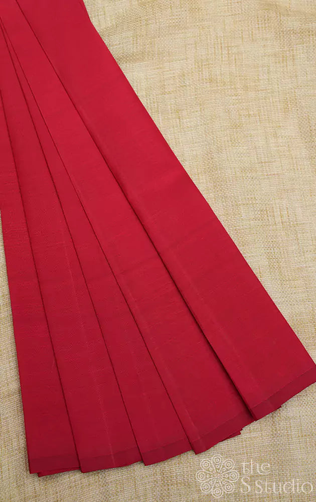 Red kanchi silk plain blouse material