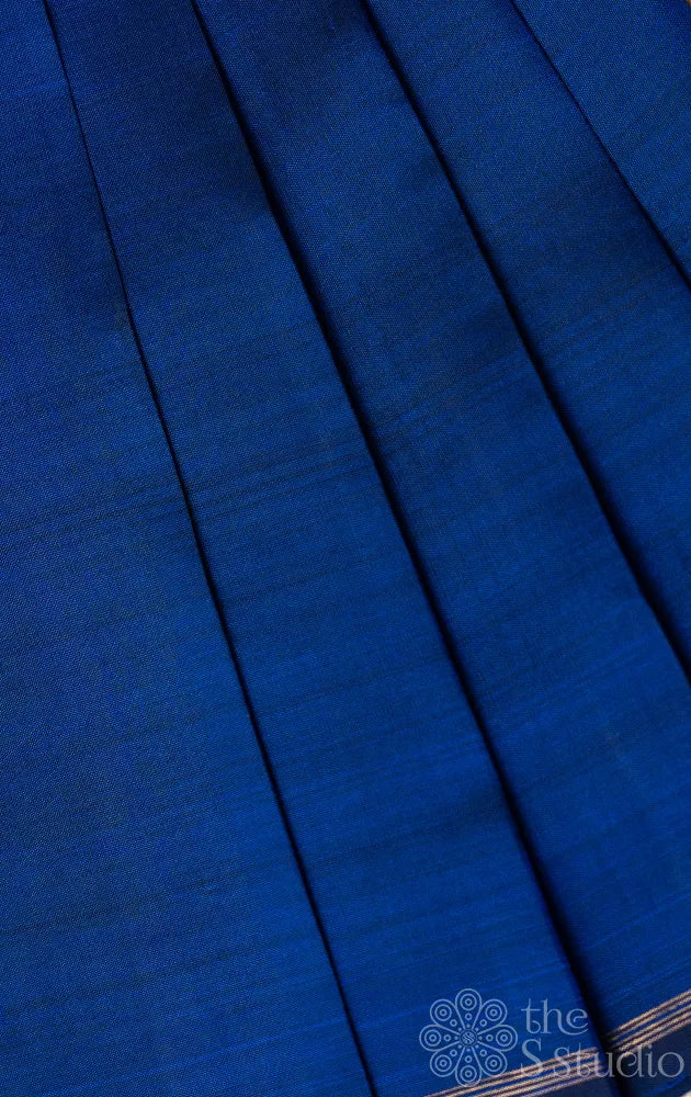 Royal blue plain kanchi silk blouse fabric