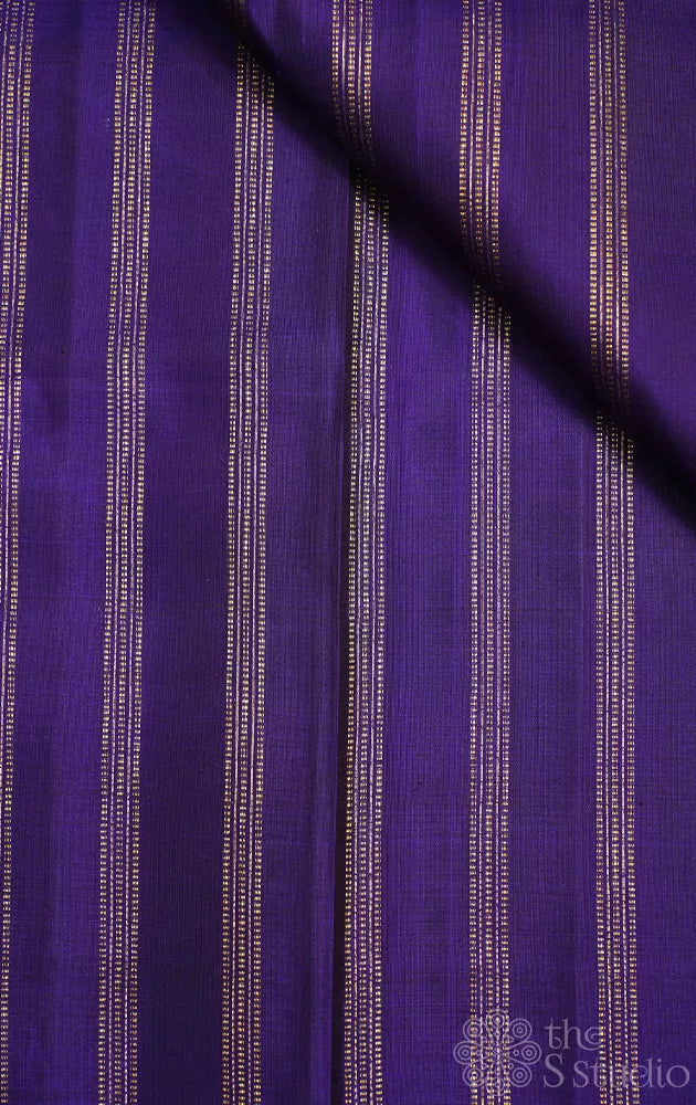 Violet Kanchi Silk Blouse Material with vertical muthu kattam Lines
