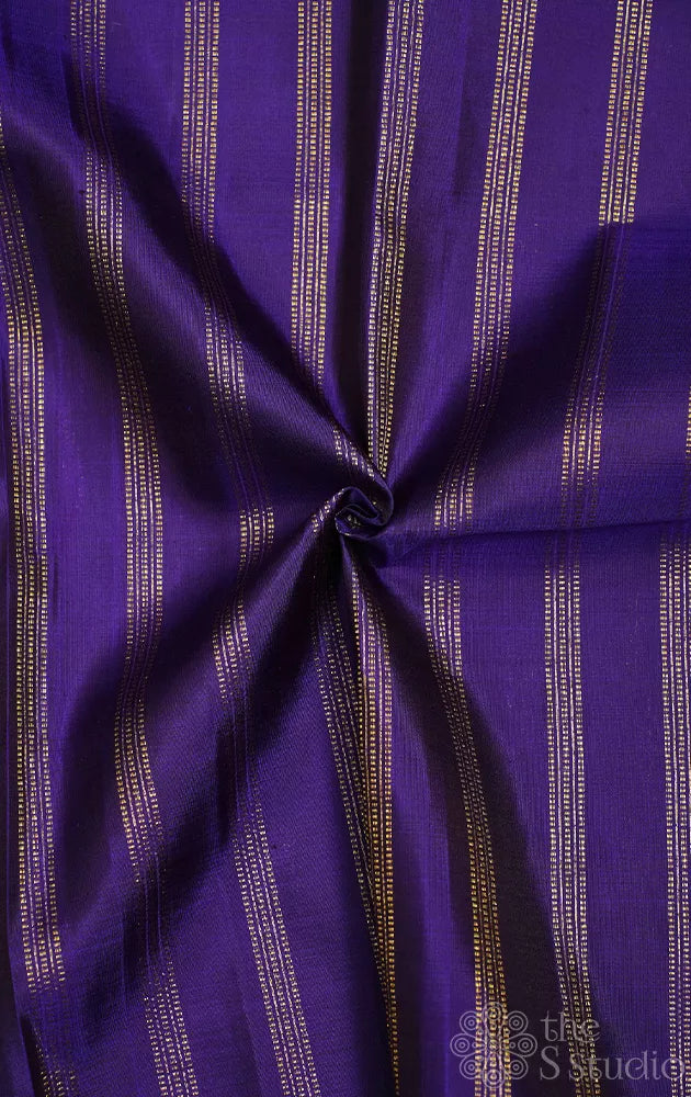 Violet Kanchi Silk Blouse Material with vertical muthu kattam Lines