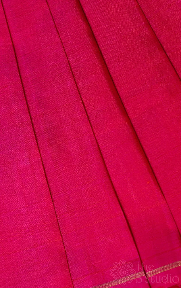 Pinkish red plain kanchi silk blouse material