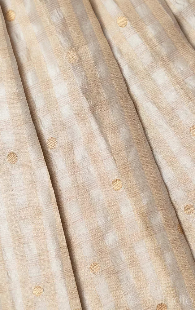 Off white checked banarasi silk blouse material
