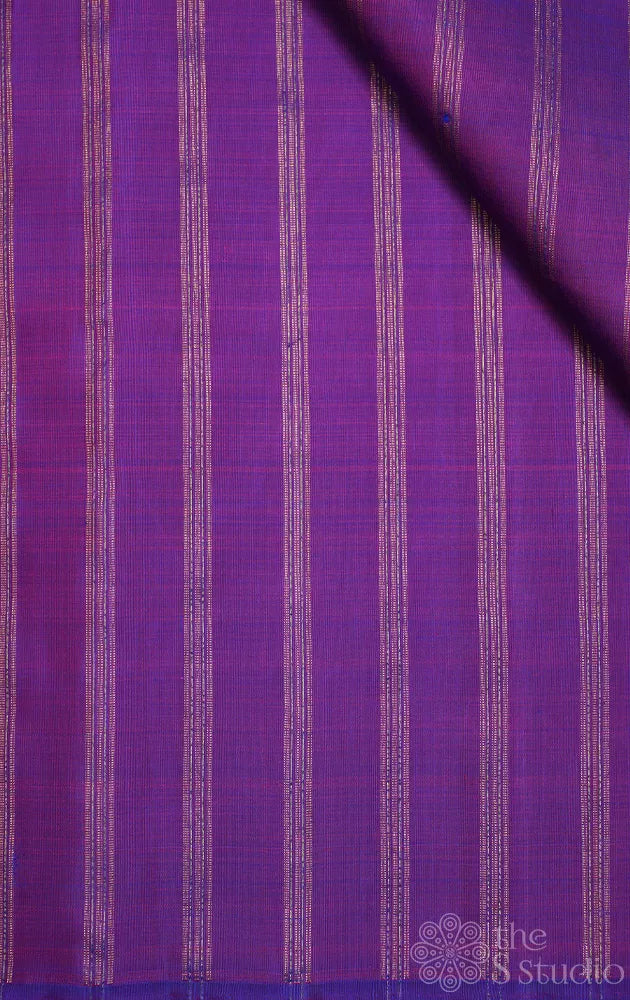 Purple Kanchi Silk Blouse Fabric with vertical muthu kattam Lines