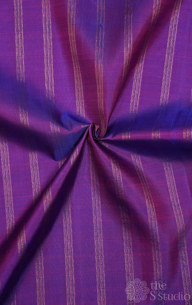 Purple Kanchi Silk Blouse Fabric with vertical muthu kattam Lines