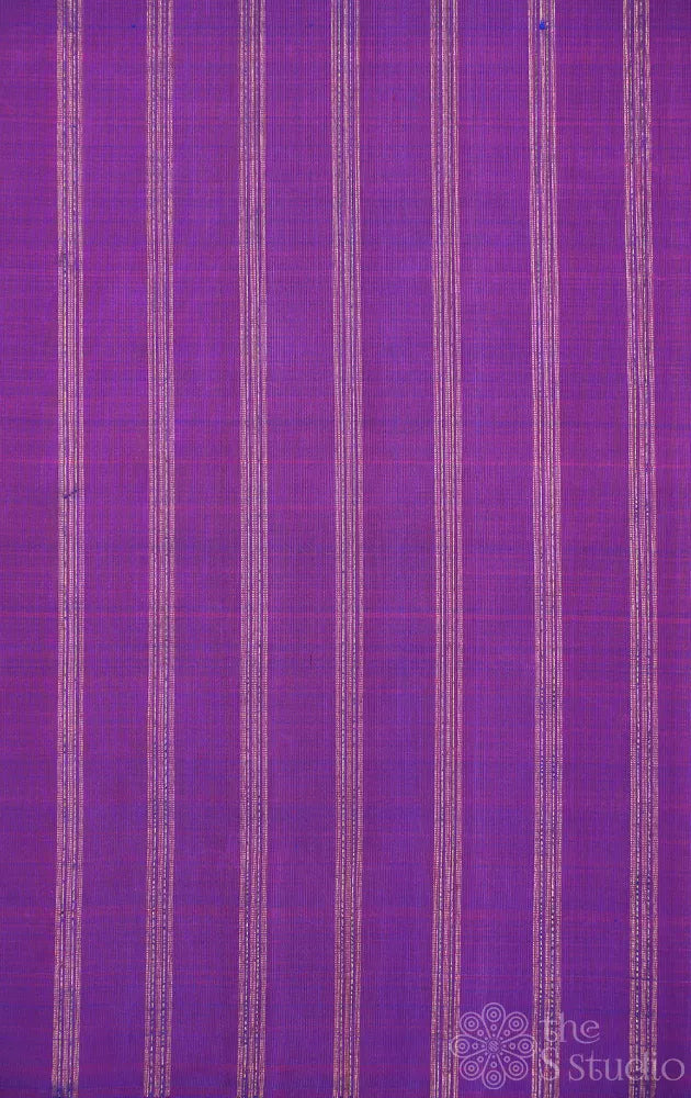 Purple Kanchi Silk Blouse Fabric with vertical muthu kattam Lines