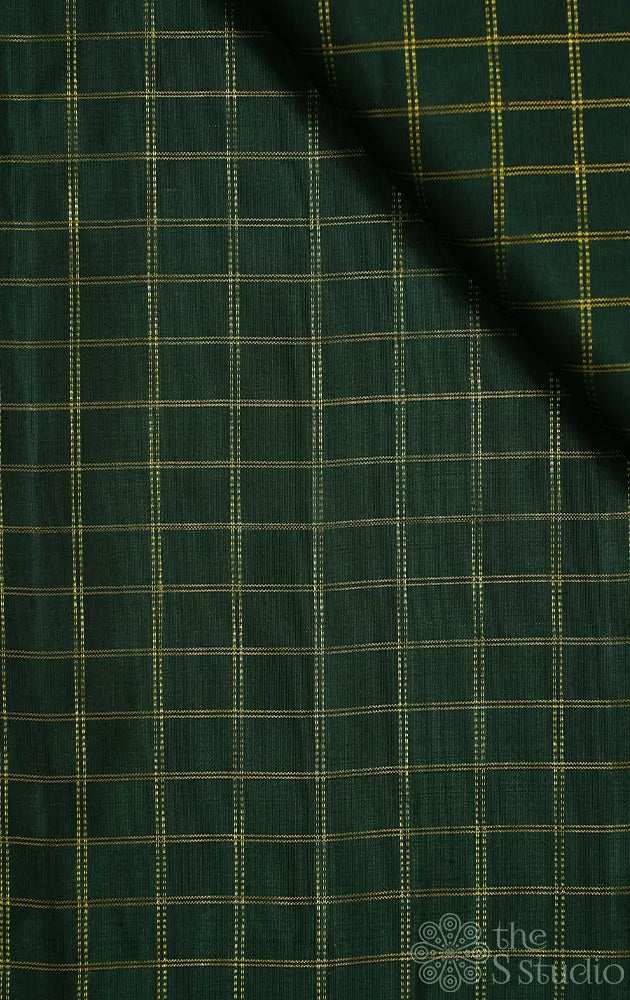 Green checked kanchi silk blouse material