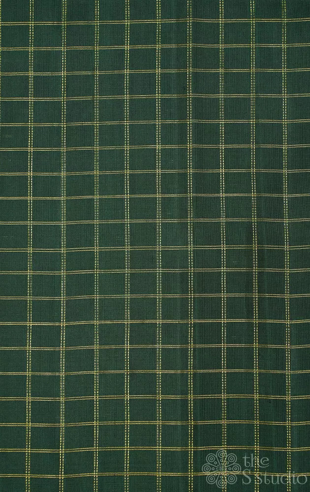 Green checked kanchi silk blouse material