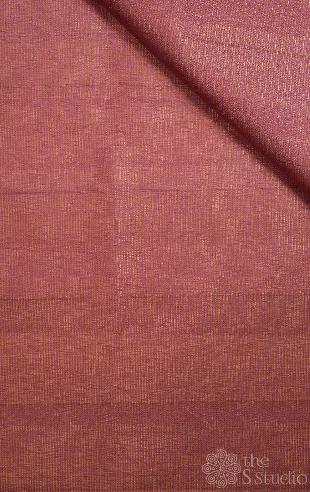Onion pink kanchi silk blouse material with thin zari lines