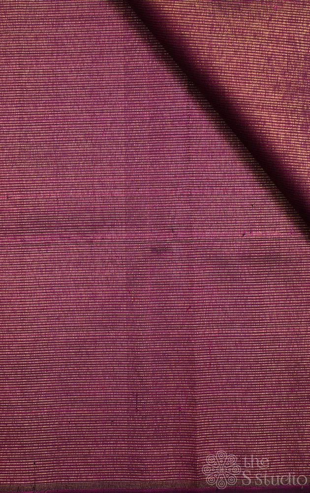 Purple kanchi silk blouse fabric with thin zari lines