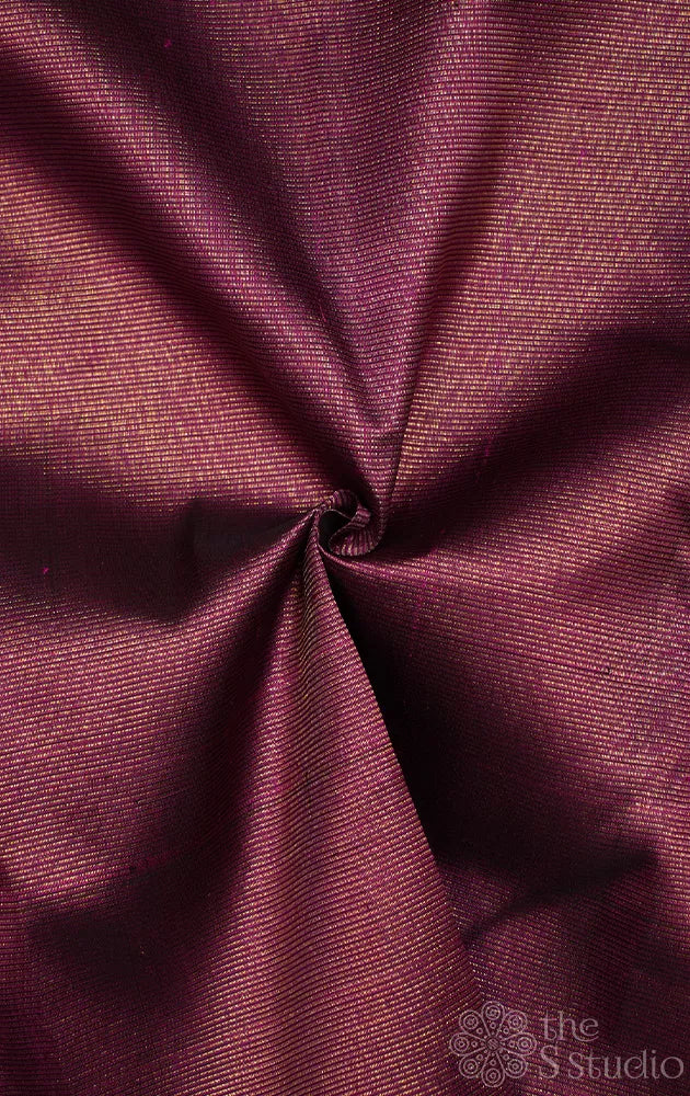 Purple kanchi silk blouse fabric with thin zari lines