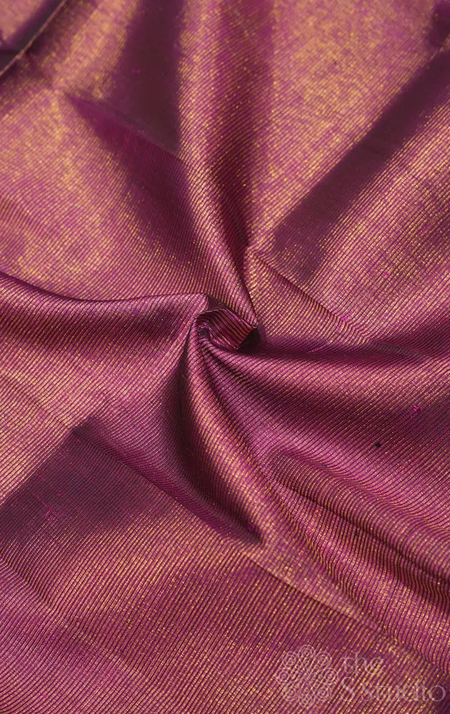 Purple kanchi silk blouse fabric with thin zari lines