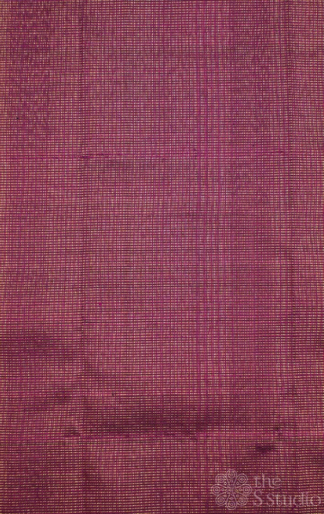 Purple kanchi silk blouse fabric with thin zari lines