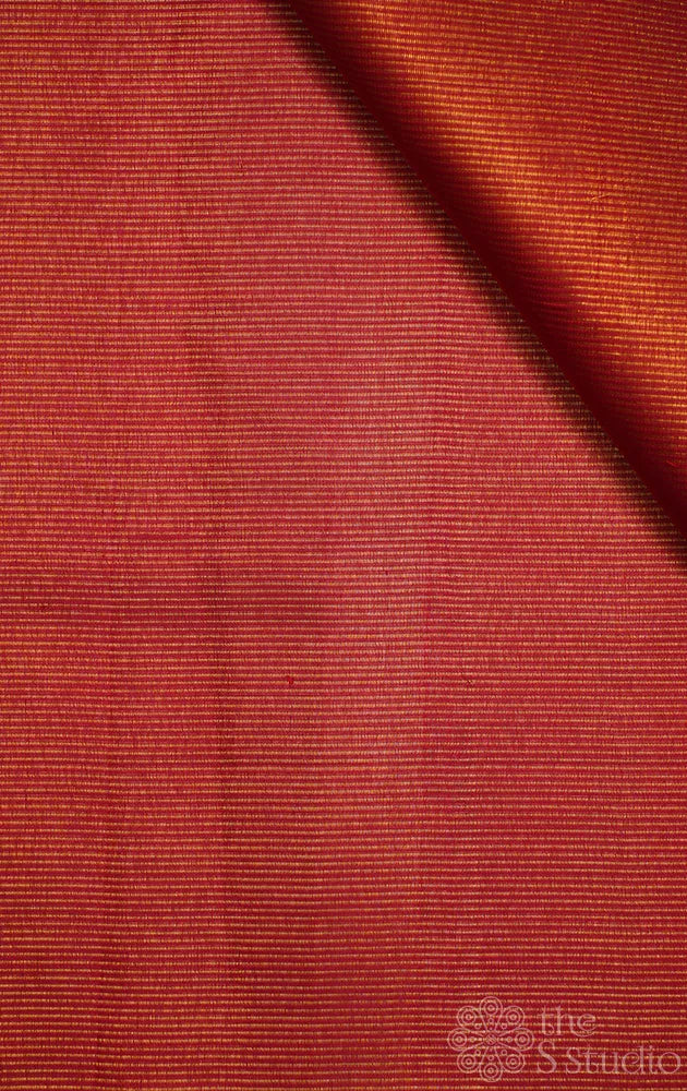 Maroonish red kanchi silk blouse material with thin zari lines