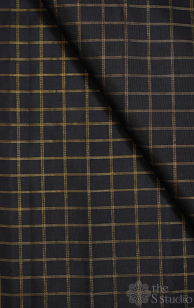 Black kanchi silk checked blouse material