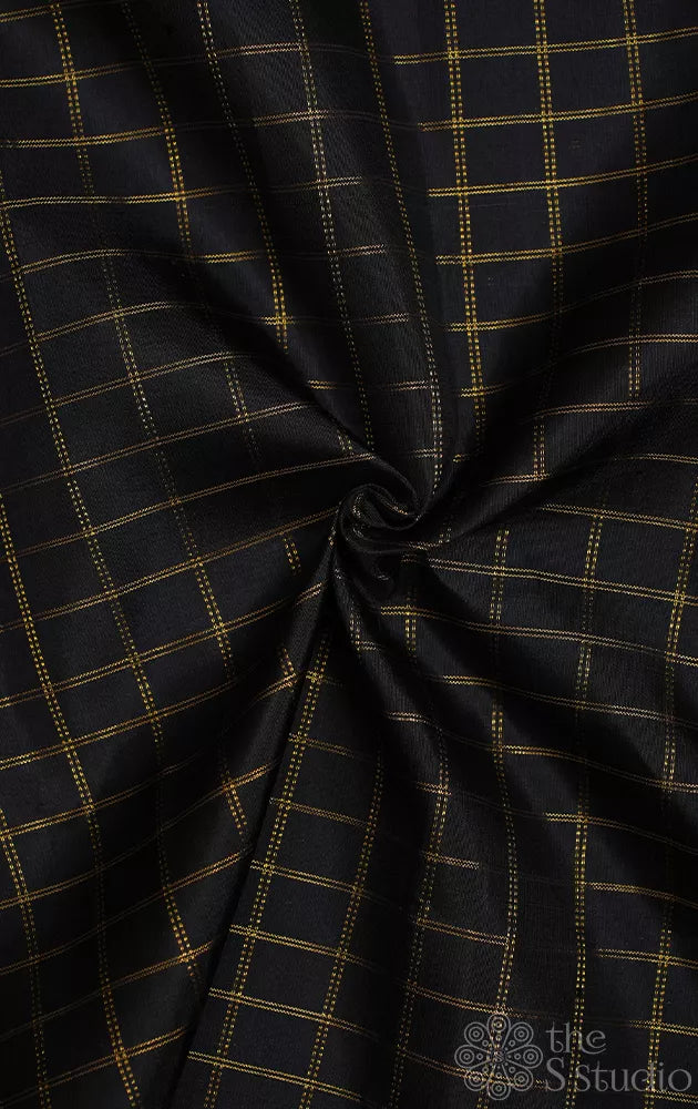 Black kanchi silk checked blouse material