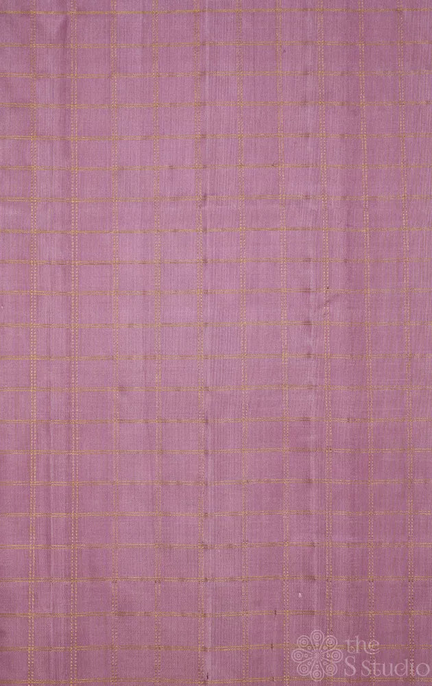 Onion pink zari checked kanchi silk blouse fabric