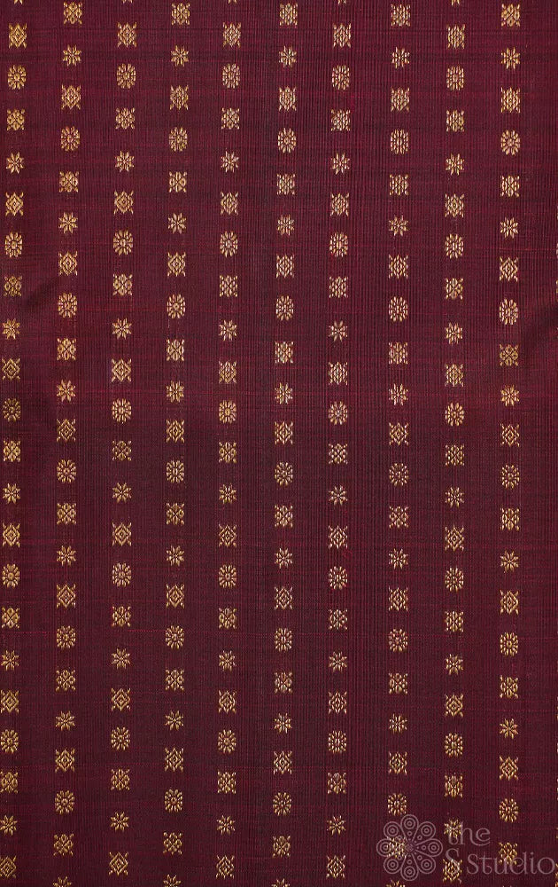 Maroon kanchi silk blouse material with zari buttas