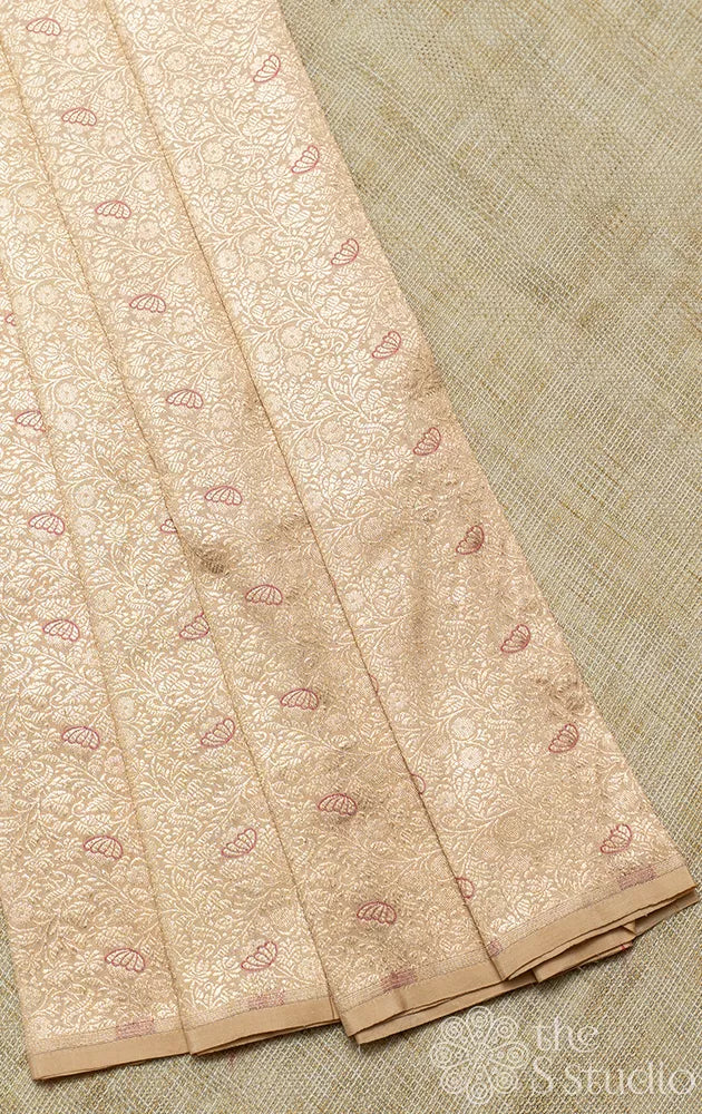 Champagne gold banarasi katan silk blouse material