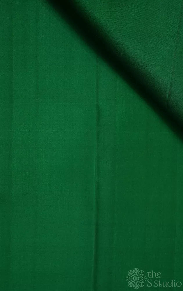 Green plain kanchi silk blouse material 