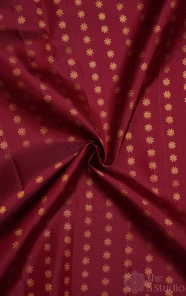 Maroon kanchi silk material with star zari buttas