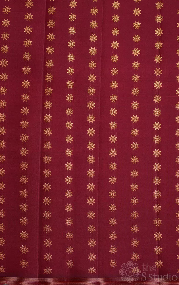 Maroon kanchi silk material with star zari buttas