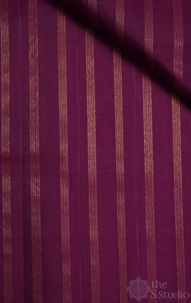 Magenta kanchi silk blouse fabric with vertical zari lines