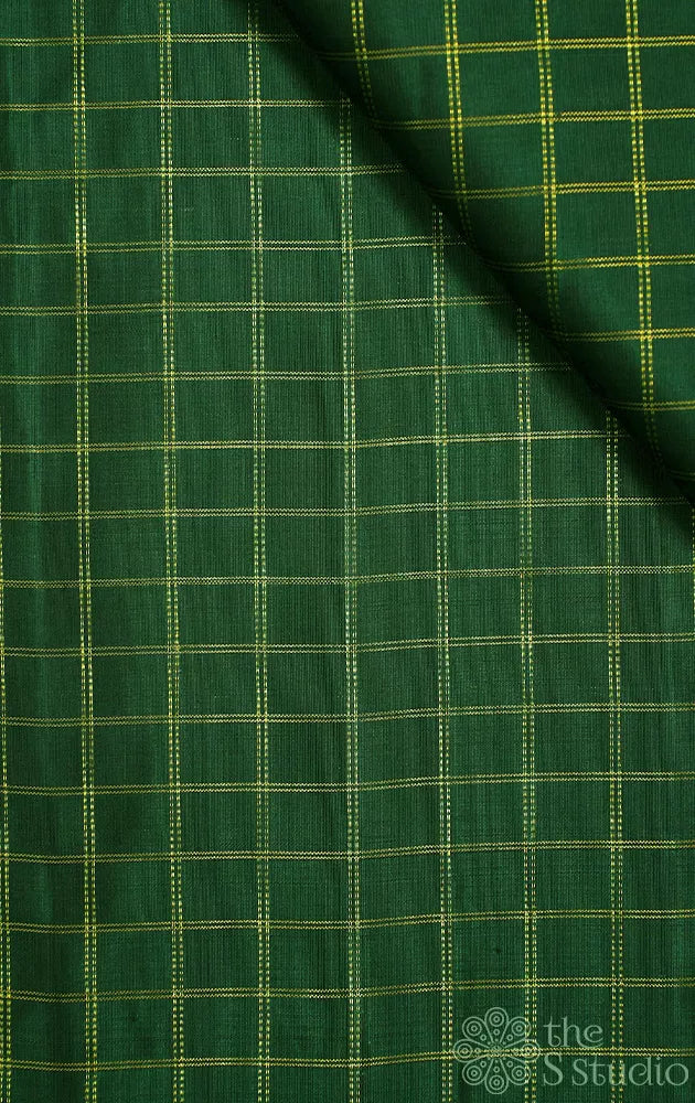 Green checked kanchi silk blouse material