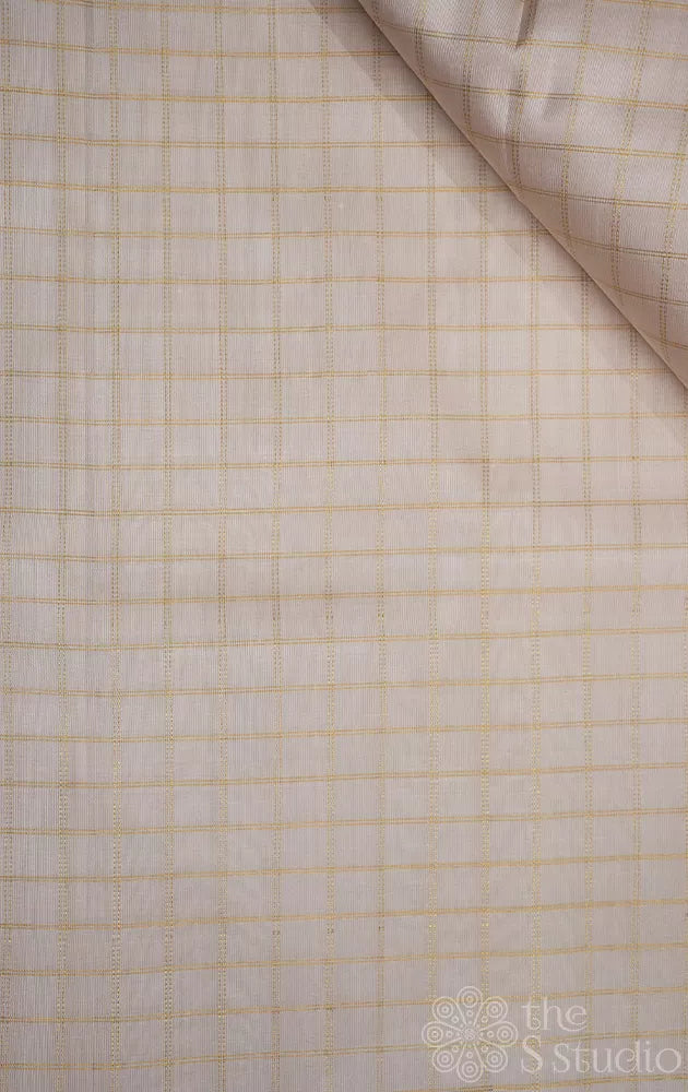 Off white kanchi silk blouse fabric with zari checks