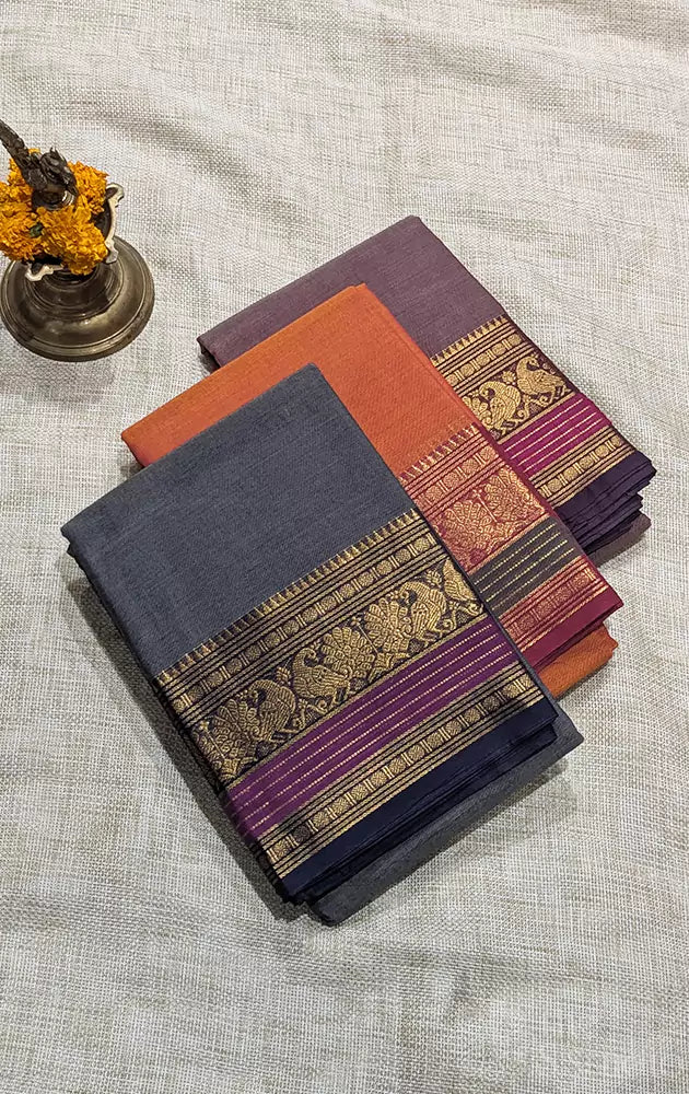 Kanchi cotton saree with varisaipet border - Pack of 3