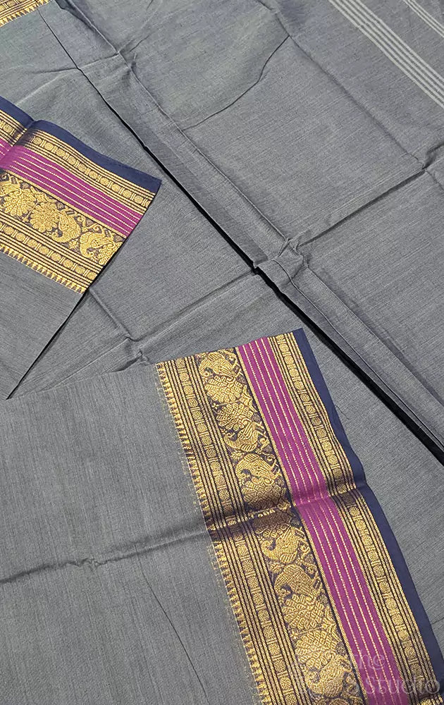 Kanchi cotton saree with varisaipet border - Pack of 3
