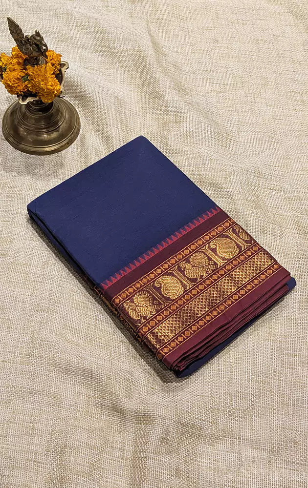 Kanchi cotton saree with annam & paisley border - Pack of 3