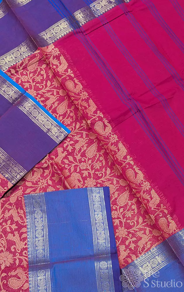 Vansingaram kanchi cotton saree with rettaipet border - Pack of 5