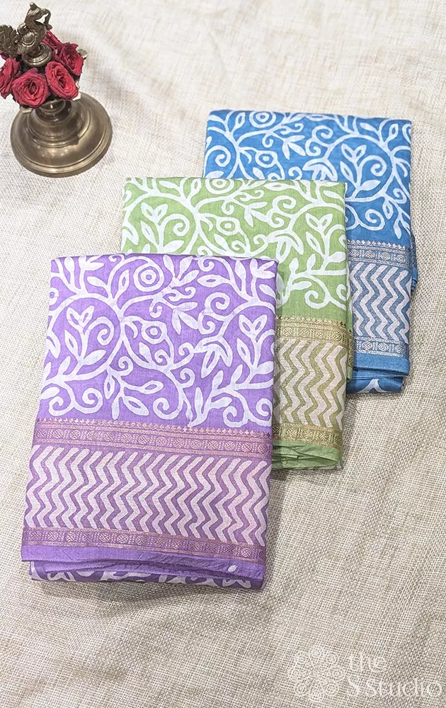 Semi silk saree with floral prints - Pack of 3