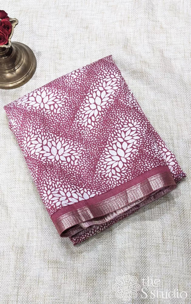 Semi silk saree with small border & floral prints - Pack of 3