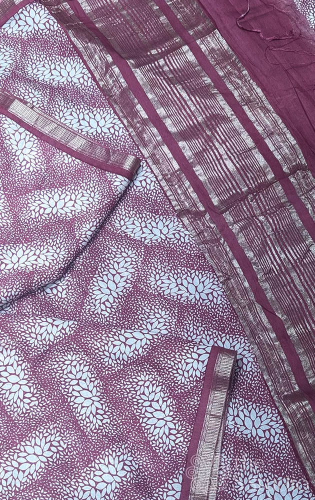 Semi silk saree with small border & floral prints - Pack of 3