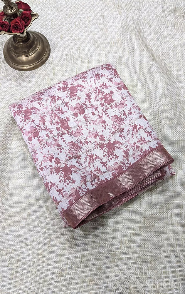 Semi silk saree with zari checks & floral prints - Pack 3