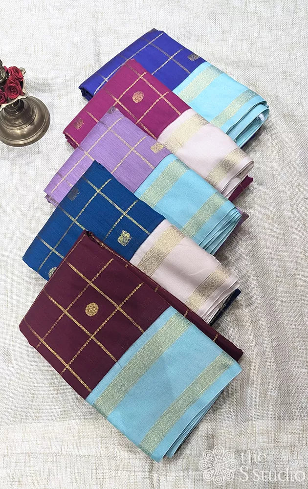 Semi silk saree with zari checks - Pack of 5