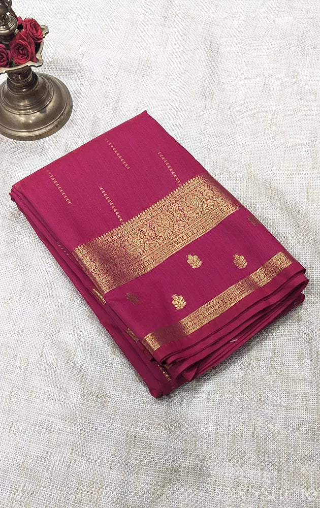 Semi silk saree with zari border and buttas - Pack of 5