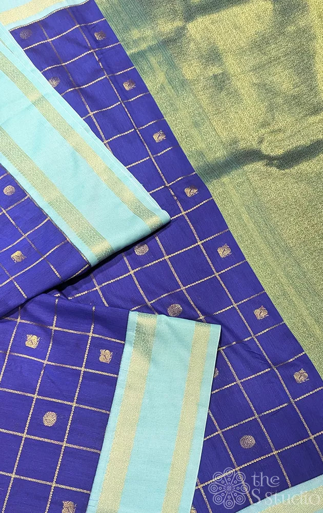 Semi silk saree with checks and rettaipet border - Pack of 3