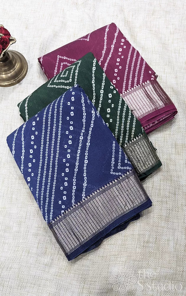 Semi silk saree with bandhini prints - Pack of 3