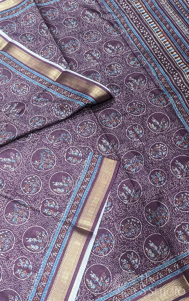 Semi silk saree with small round motis - Pack of 5