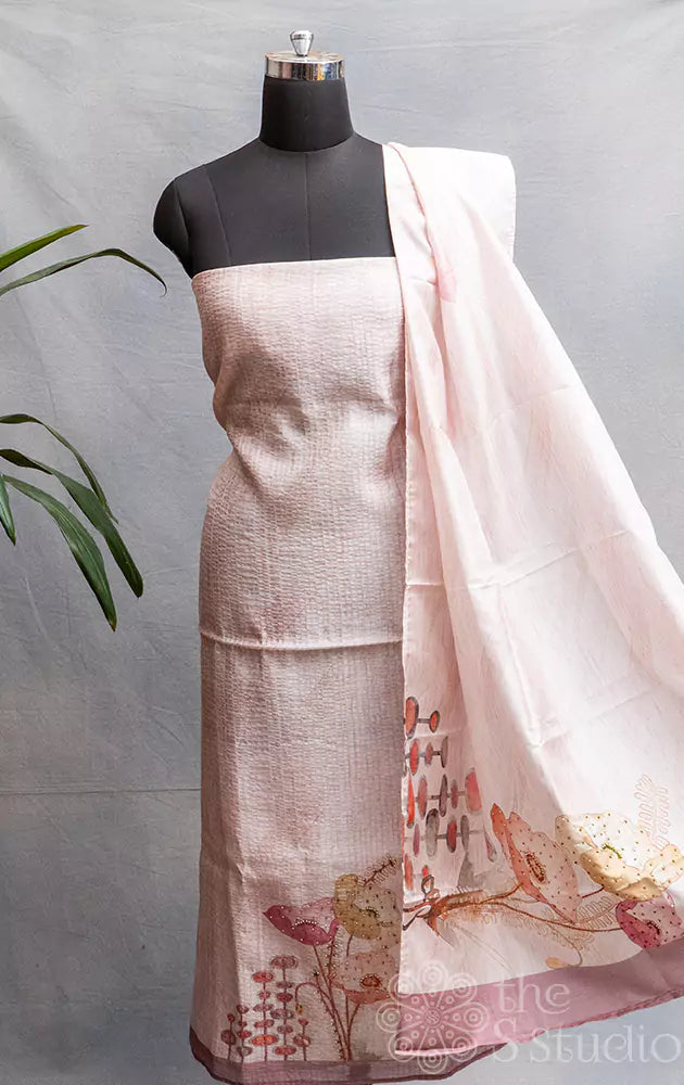 Light pink tissue silk salwar set with matching dupatta creative shot