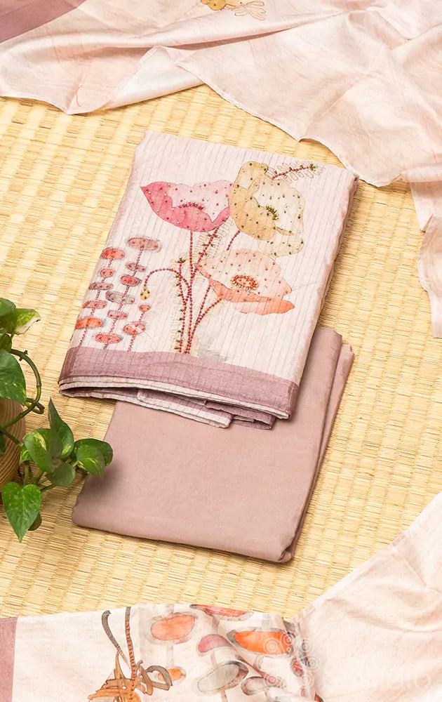 Light pink tissue silk salwar set with matching dupatta