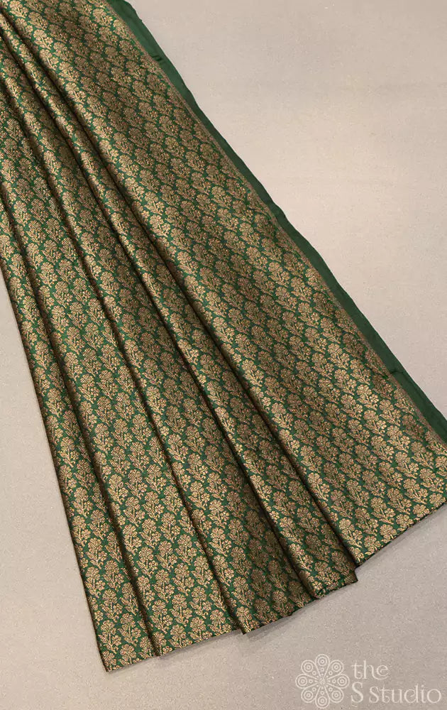 Green banarasi pure silk brocade blouse material