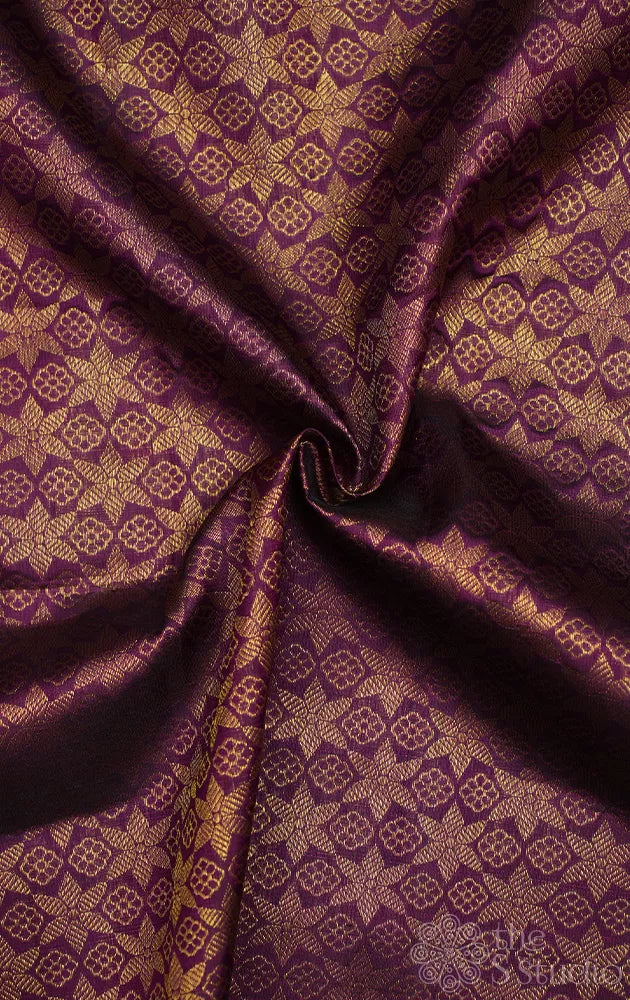 Purple kanchi silk brocade blouse material