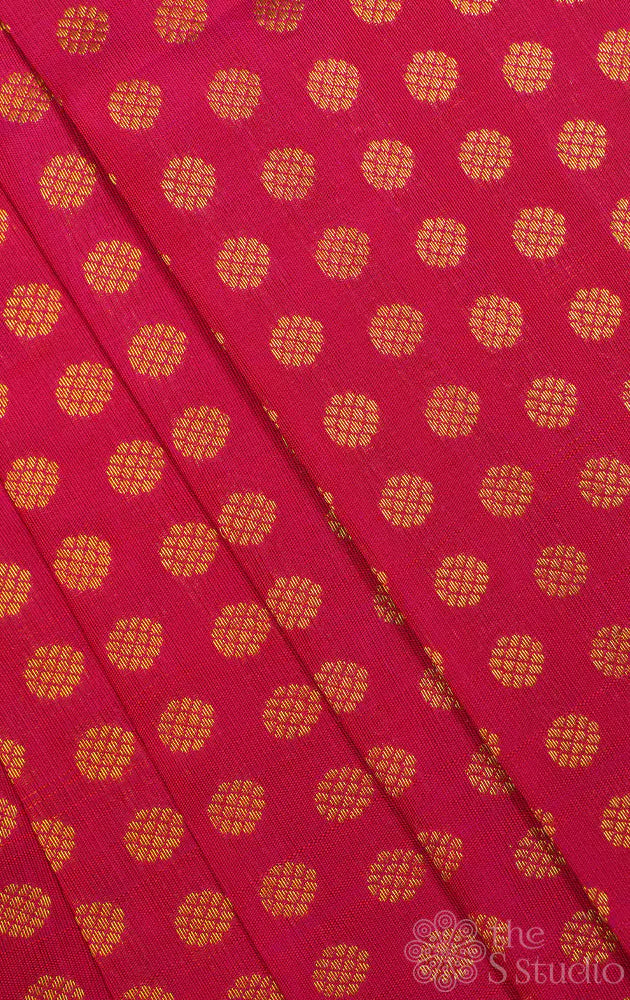 Rani pink kanchi silk blouse material with round motifs