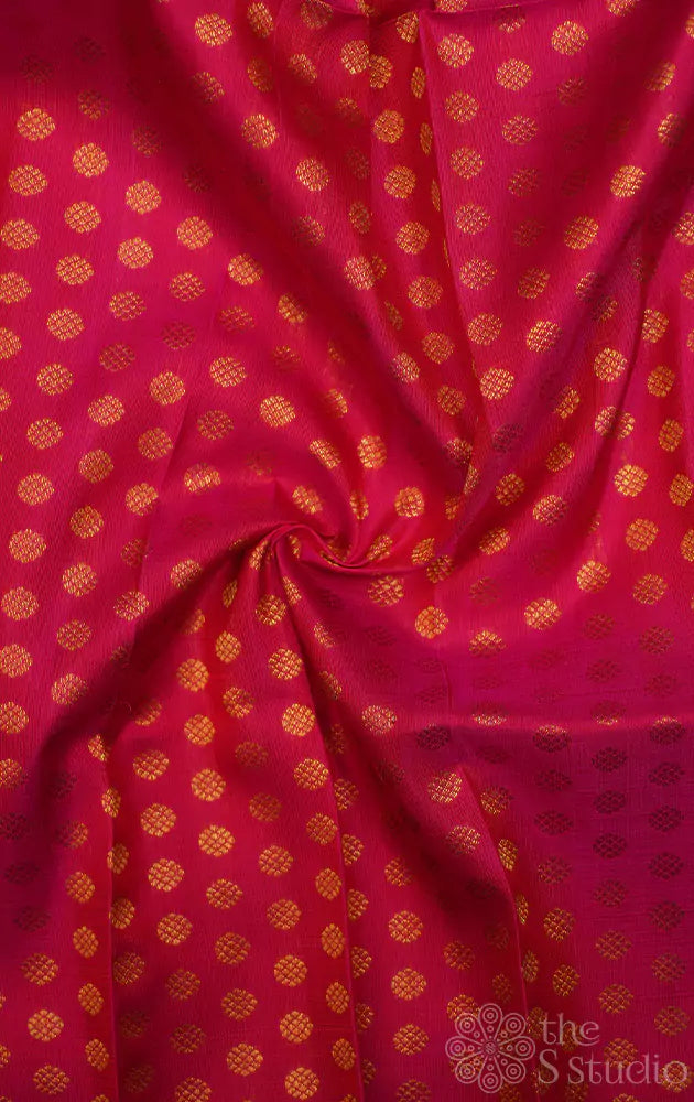 Rani pink kanchi silk blouse material with round motifs