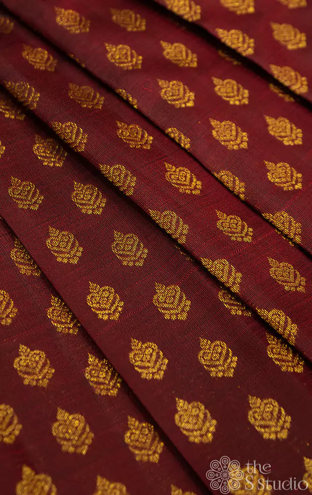 Maroon kanchi silk jhumki motifs blouse material