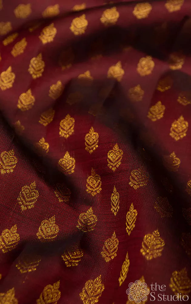 Maroon kanchi silk jhumki motifs blouse material
